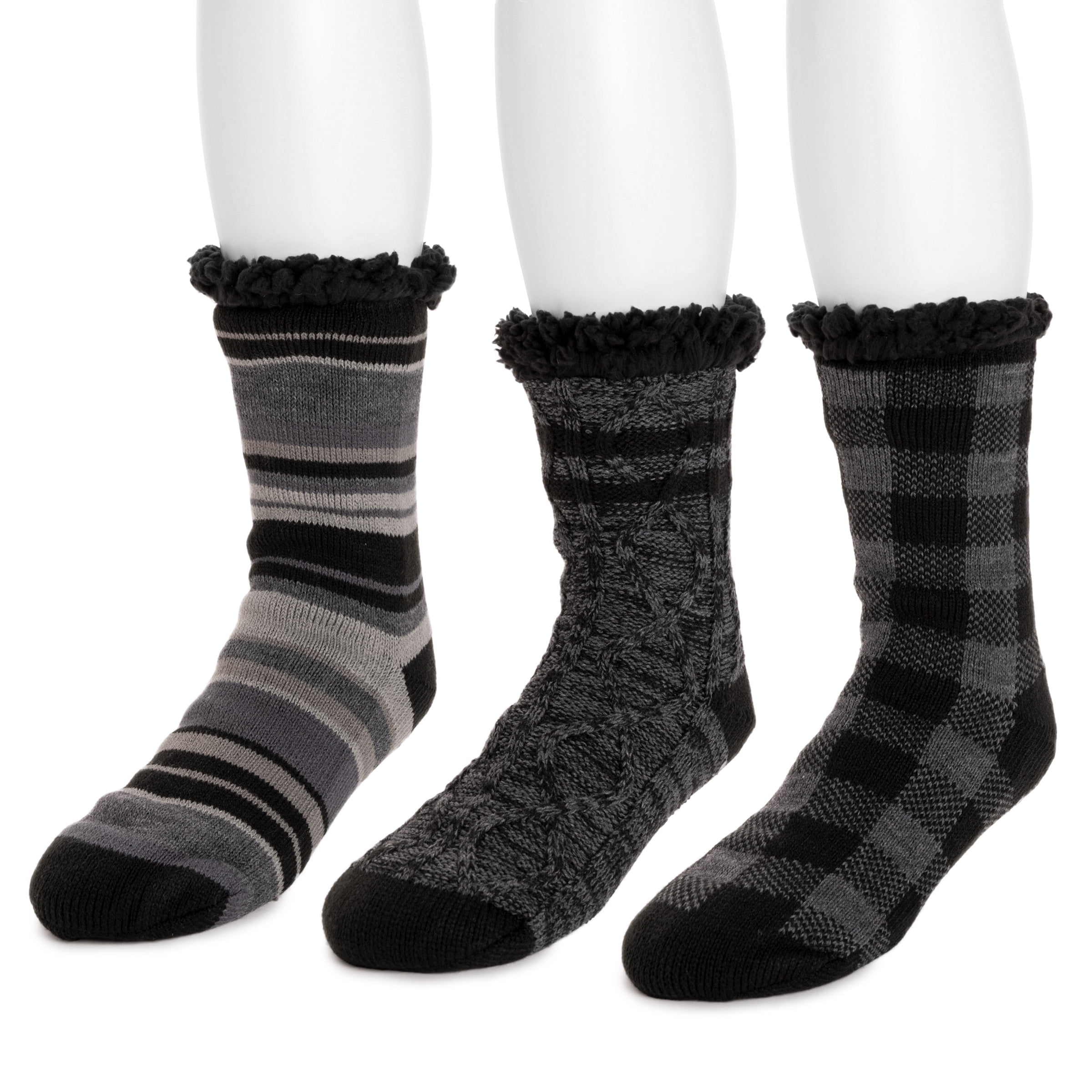 MUK LUKS Men's Set of 3 Pair Cabin Socks