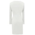 thumbnail image 5 of Women's Dress Office Style Workplace Long Sleeve V-Neck Party Dress (White L), 5 of 5