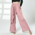 thumbnail image 2 of HAiming Women's Palazzo Pants Trendy Pleated Ribbon Straight Wide Leg Pants Casual Elastic High Waisted Lounge Trouser, 2 of 6