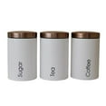 thumbnail image 1 of 3pcs Metal Containers with Lids, Coffee, Tea, Sugar Food Storage Container Jars White, 1 of 8