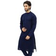 thumbnail image 3 of Atasi Kurta Long Classique Bleu pour Homme en Coton Chemise Décontractée de Designer - X-Grand, 3 of 7