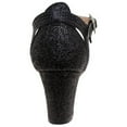 thumbnail image 4 of Badgley Mischka Girls Heel Dress Shoes with Bow  Elegant Girls Pumps, Low Heels, Flower Party, Wedding, Princess (Little Kids), Black, 13, 4 of 7