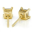 thumbnail image 2 of 1.00 Carat D/VVS1 Princess Cut Lab Created Diamond Stud Earrings Solid 14K Yellow Gold Push Back Studs Earring, 2 of 5