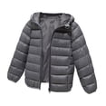 thumbnail image 2 of Unisex Kids Big & Little Sizes Long Sleeve Hooded Puffer Down Coat Warm Winter Jacket For Boys Girls Gray 10-11 Years, 2 of 3