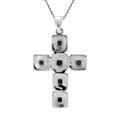 thumbnail image 3 of Statement Art Deco Cross Abalone Shell and Marcasite Sterling Silver Necklace, 3 of 6