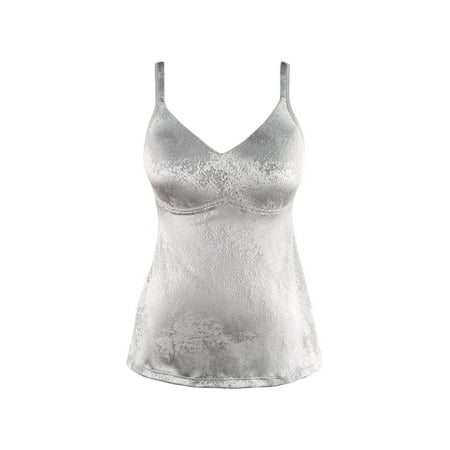 Cup Camisole - Ahh By Rhonda Shear Women's Jacquard Molded Cup Camisole with Built In Bra