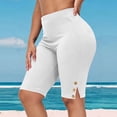 thumbnail image 2 of GigrtiJin Women's Plus Size Shorts Stretch Waist Yoga Athletic Shorts Knee Length Solid Color Slimming Shorts with Pockets, 2 of 5