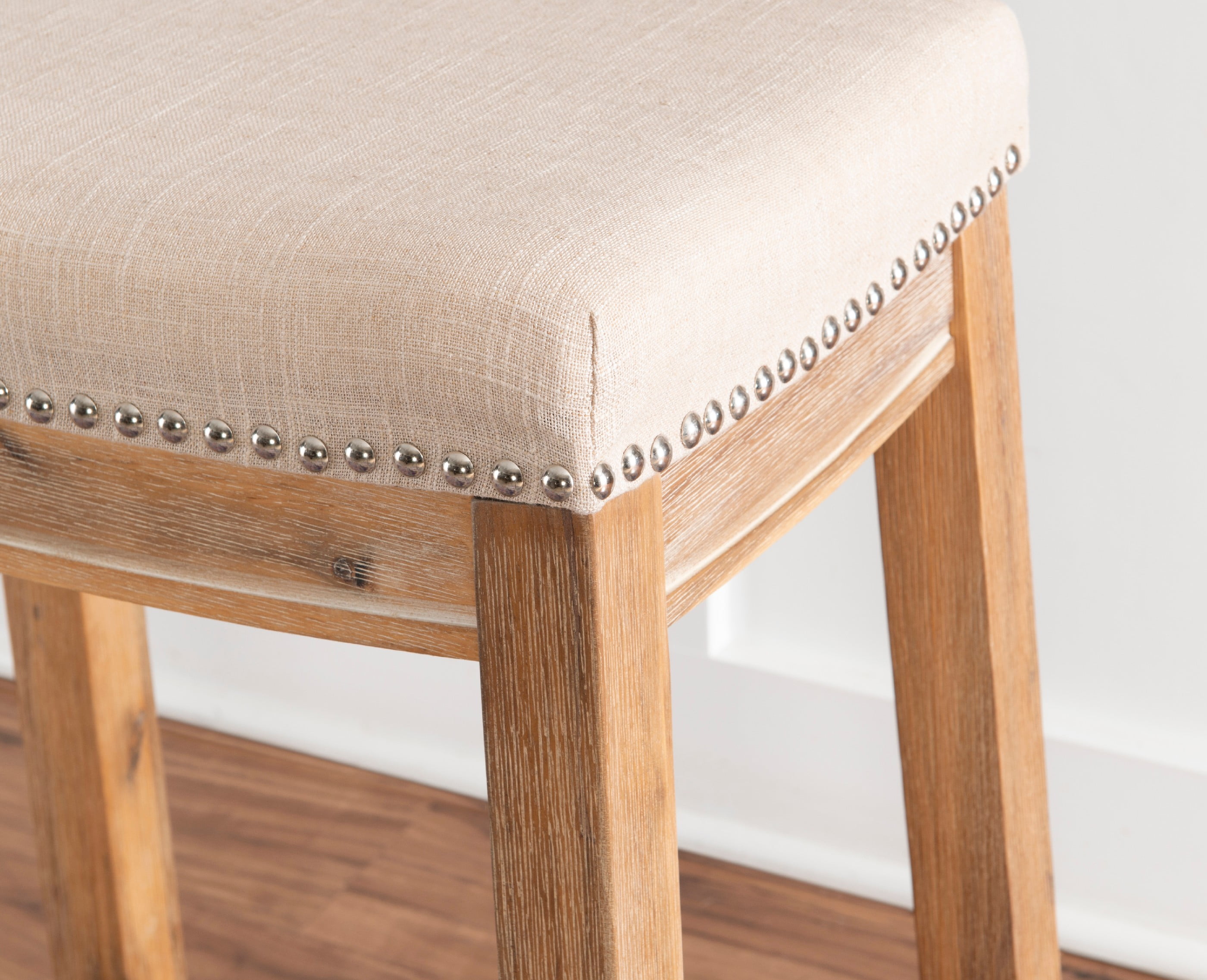 Claridge Backless Acacia Counter Height Barstool - Beige
