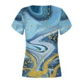 thumbnail image 5 of WXLWZYWL Womens Summer Tops Print V-Neck T-Shirt Short Sleeve Casual Blouse Light Blue, 5 of 5
