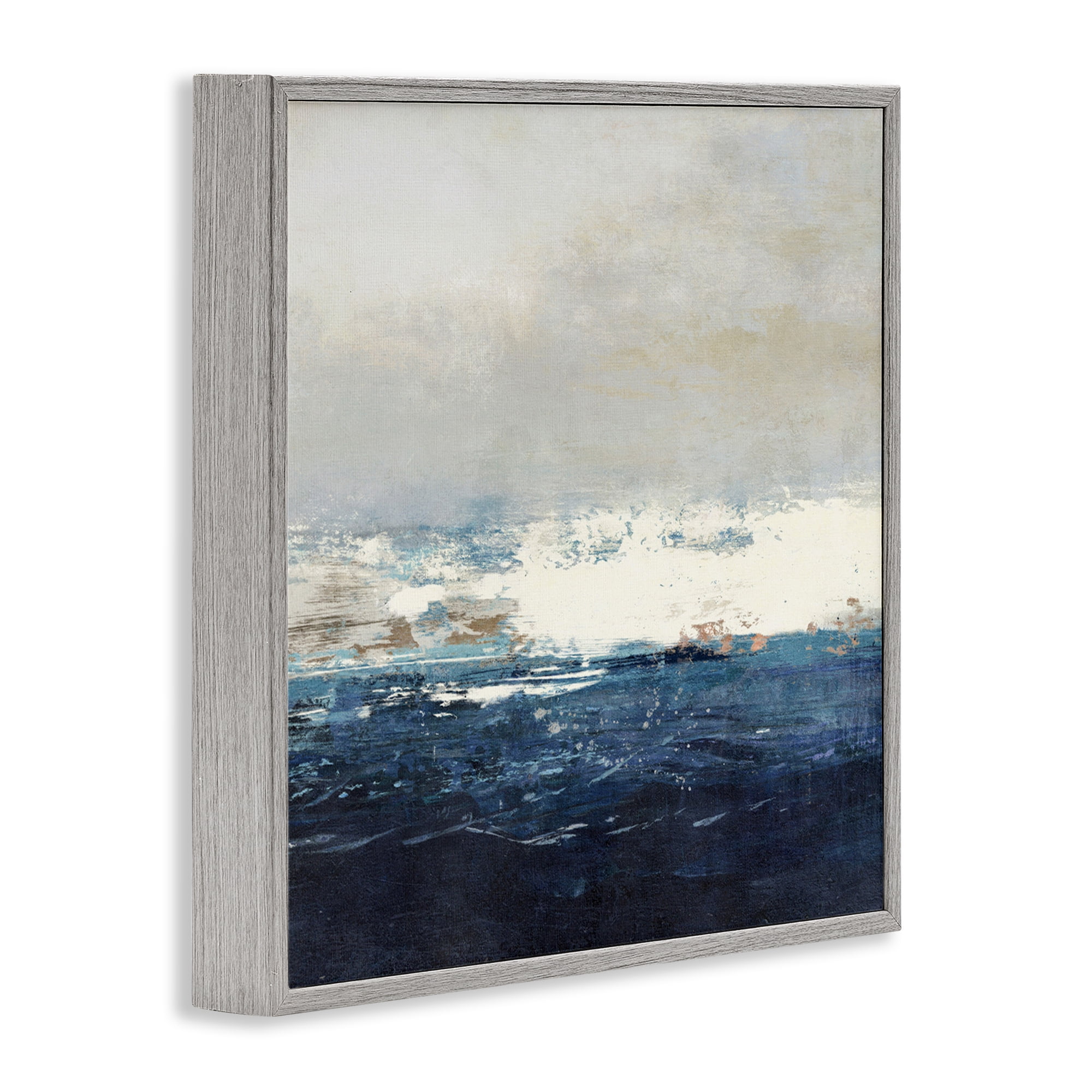 Stupell Industries Abstract Ocean Tide Abstract Painting Gray Framed Art Print Wall Art, 24 x 24