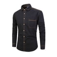 thumbnail image 2 of Men's Denim Jacket Casual Long Sleeve Button Down Coat Polyester Shirt Top Upper Garment Blouse Fashion Streetwear Daily Outfits Gift | JASKFLY,Black L, 2 of 6