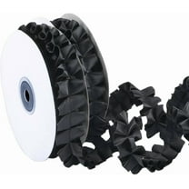 10Yards Black Satin Ruffle Trim Pleated Lace Fabric Ribbon Vintage Double Sided Gathered Ribbons