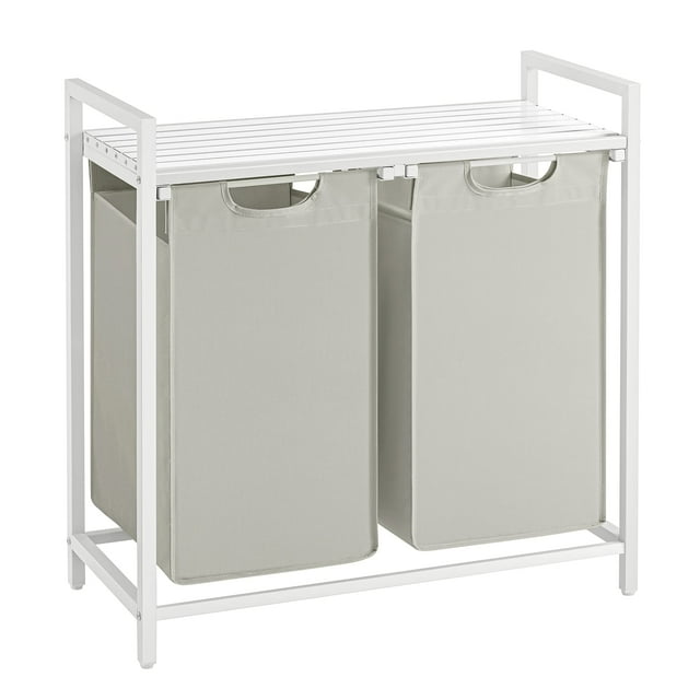 VASAGLE Cesto para la Ropa sucia, Cesto para la Ropa sucia, Clasificador de Ropa con 2 Bolsas extraíbles y extraíbles, Estante, Estructura de Metal, 2 x 12,1 galones (46 L), 28,8 x 13 x 28,4 Pulgadas,