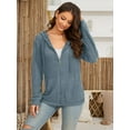 thumbnail image 4 of HOWCOME Basic Lightweight Full Zip Hoodie for Women Long Sleeve Thin Cardigan Jacket Drawcord Hood and Kangaroo Pockets Light Blue L, 4 of 6