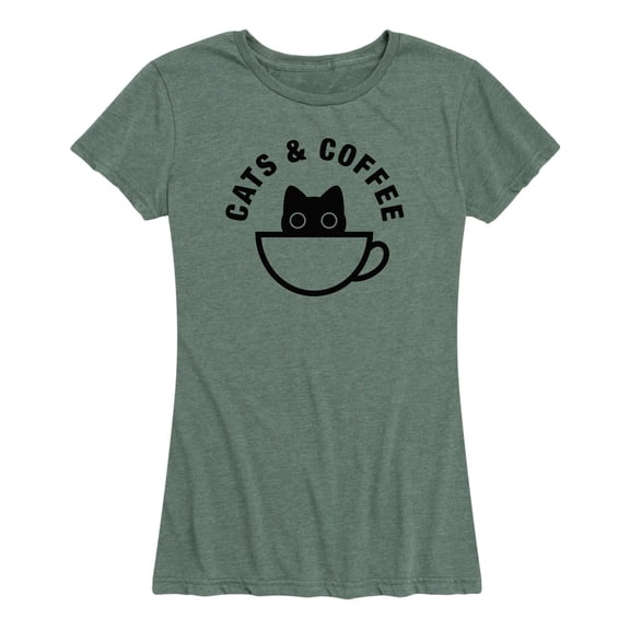 Instant Message - Cats and Coffee Short Sleeve Graphic T-Shirt