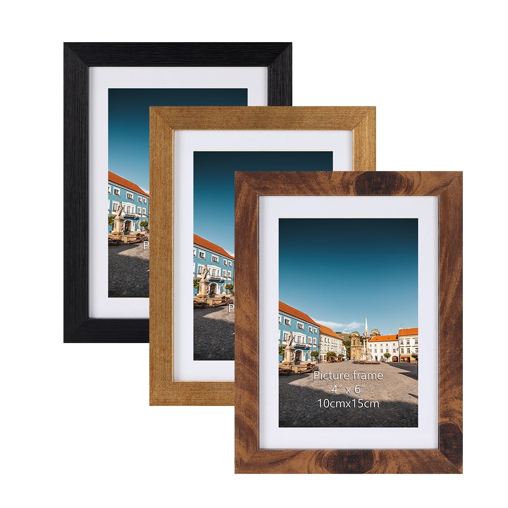 4x6 Plastic Wall Picture Frames Set of 3, Mixed Colors in 3 Different