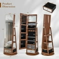 thumbnail image 3 of Gymax 360° Swivel Jewelry Armoire with Built-in LED Lights and 4 Drawers, Walnut, 3 of 9