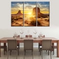 thumbnail image 4 of TISHIRON 3PCS Framed Canvas Wall Art Set,60"x40" Sunset in Monument Valley Canvas Art Decor, 4 of 7