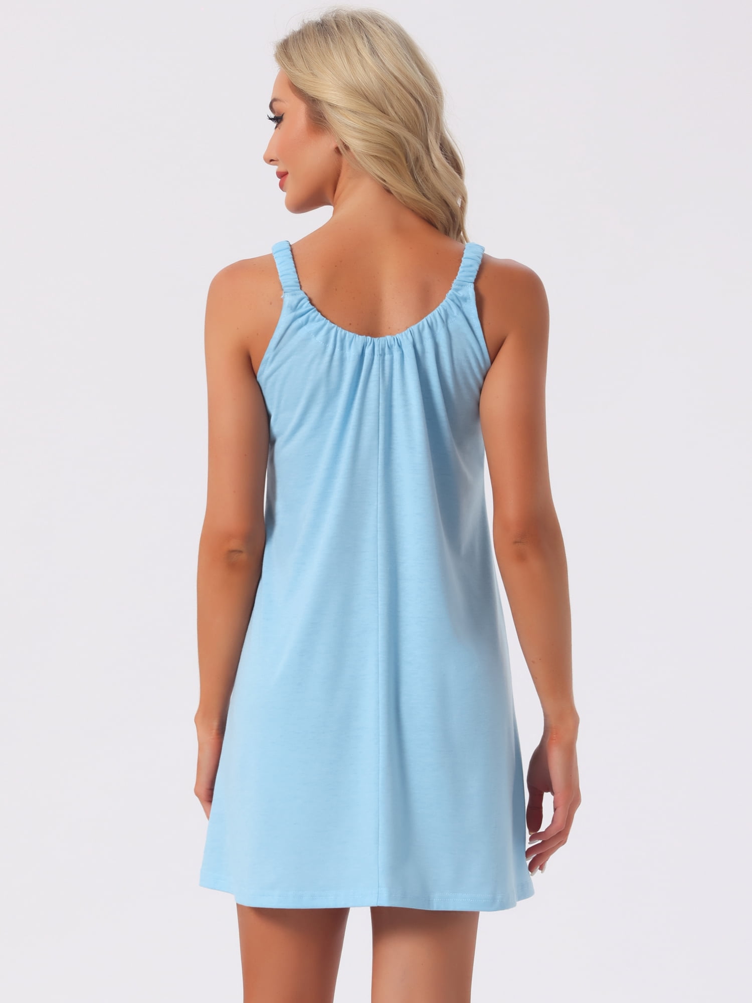 DARING DIVA Women's Sleepwear with Elastic Wide Strap and Large Hem XL Light Blue