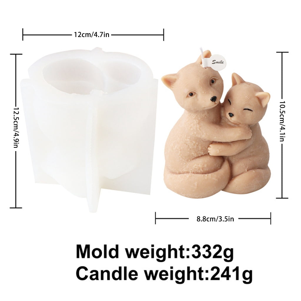 WINDLAND 3D Candle Resin Mold Hug Foxes Bear Scented Candle Epoxy Mold DIY Plaster Decors
