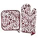 thumbnail image 3 of Oven Mitt And Pot Holder Set, Quilted And Flame And Heat Resistant By Lavish Home (Burgundy), 3 of 4