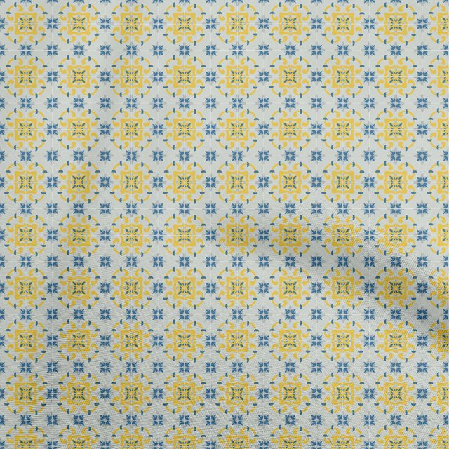 oneOone Viscose Jersey Yellow Fabric Geometric Tile Traditional Sewing Craft Projects Fabric Prints By Yard 60 Inch Wide