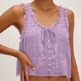 thumbnail image 6 of aohooy Women Cotton Tank Tops Y2k Cropped Lace Button Down Sleeveless Shirt Boho Casual Summer Fashion Tops Dressy Blouse 2026 Purple,L, 6 of 7
