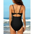 thumbnail image 4 of Women's Scallop Trim One Piece Swimsuit Sexy Cutout Bathing Suit Tummy Control Slim Monkini, 4 of 4