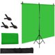 thumbnail image 1 of 1,5 * 2 m Kit de Fondos para Fotografia ciclorama Fotografico Pantalla Verde con Pantalla Green Screen de Fondo Soporte fondos para fotografia de Fondo Ajustable Forma de T 3 Abrazaderas de Fondo, 1 of 4