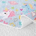 thumbnail image 5 of meiyoeat Cute Unicorn L Initial Twin Quilt Set for Boys Girls, Cartoon Monogram Twin Coverlet Set, Blue Multicolor, 2pcs, 5 of 7