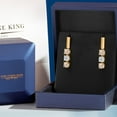 thumbnail image 5 of Gem Stone King 18K Yellow Gold Plated Silver Peach Morganite and White Topaz Drop Dangle Earrings for Women | 1.40 Cttw | Gemstone October Birthstone | Round 5MM, 5 of 6