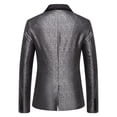 thumbnail image 5 of Men's Slim Fit Peaked Lapel Tuxedo Blazer Embossed Performance Formal Wear Printed Flap Pockets Suits for Prom Party Event Banquet Nightclub Ceremonies Photo, 5 of 9