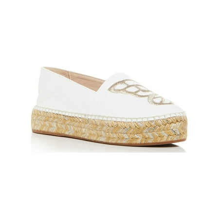 

SOPHIA WEBSTER Womens White Butterfly Comfort Butterfly Round Toe Platform Slip On Leather Flats Shoes 38.5