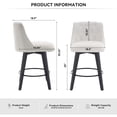 thumbnail image 5 of Peispie 25" Counter Height Bar Stools Set of 2, Swivel Linen Fabric Barstools with Tufted Back and Footrest, Modern Padded Kitchen Island Chairs for Dining Room & Home Bar, Solid Leg, Beige, 5 of 5