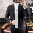 thumbnail image 5 of Chaquetas de punto para hombre, abrigo de suéter de color sólido para hombre, cuello en V, cárdigan suave de piel de conejo, prendas de vestir exteriores, 5 of 5