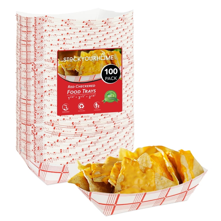 Stock Your Home Paper Food Boats, Red Checkered, 100 Pack photo 1
