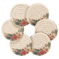 thumbnail image 6 of 6 Pcs Drink Coasters with Holder 3.94in Woven Coasters for Drinks Circular Christmas Wreath Coaster Set for Protection Table, 6 of 7