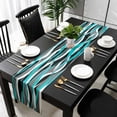 thumbnail image 3 of Aqua Stripe Table Runner 90 Inches Long, Ombre Grey Moire Geometric Modern Abstract Kitchen Coffee Dining Table Decoration for Home Party Birthday Wedding Home Decor 13x90 Inches, 3 of 8