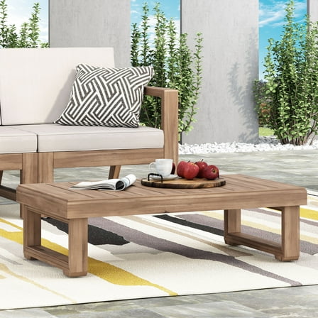 Kashton Acacia Wood Rectangular Coffee Table, Brown Wash