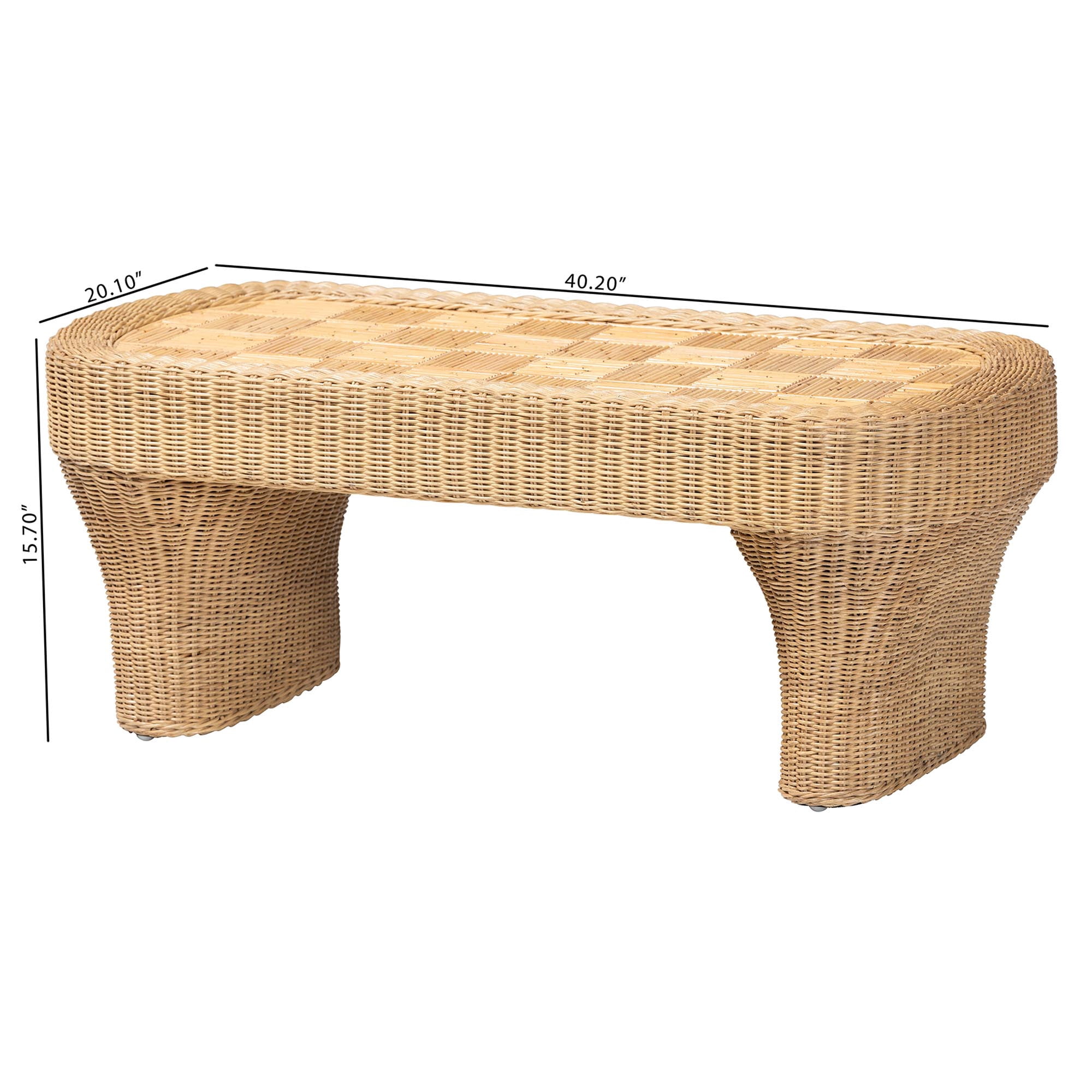 bali & pari Canika Boho Coffee Table, Natural Rattan