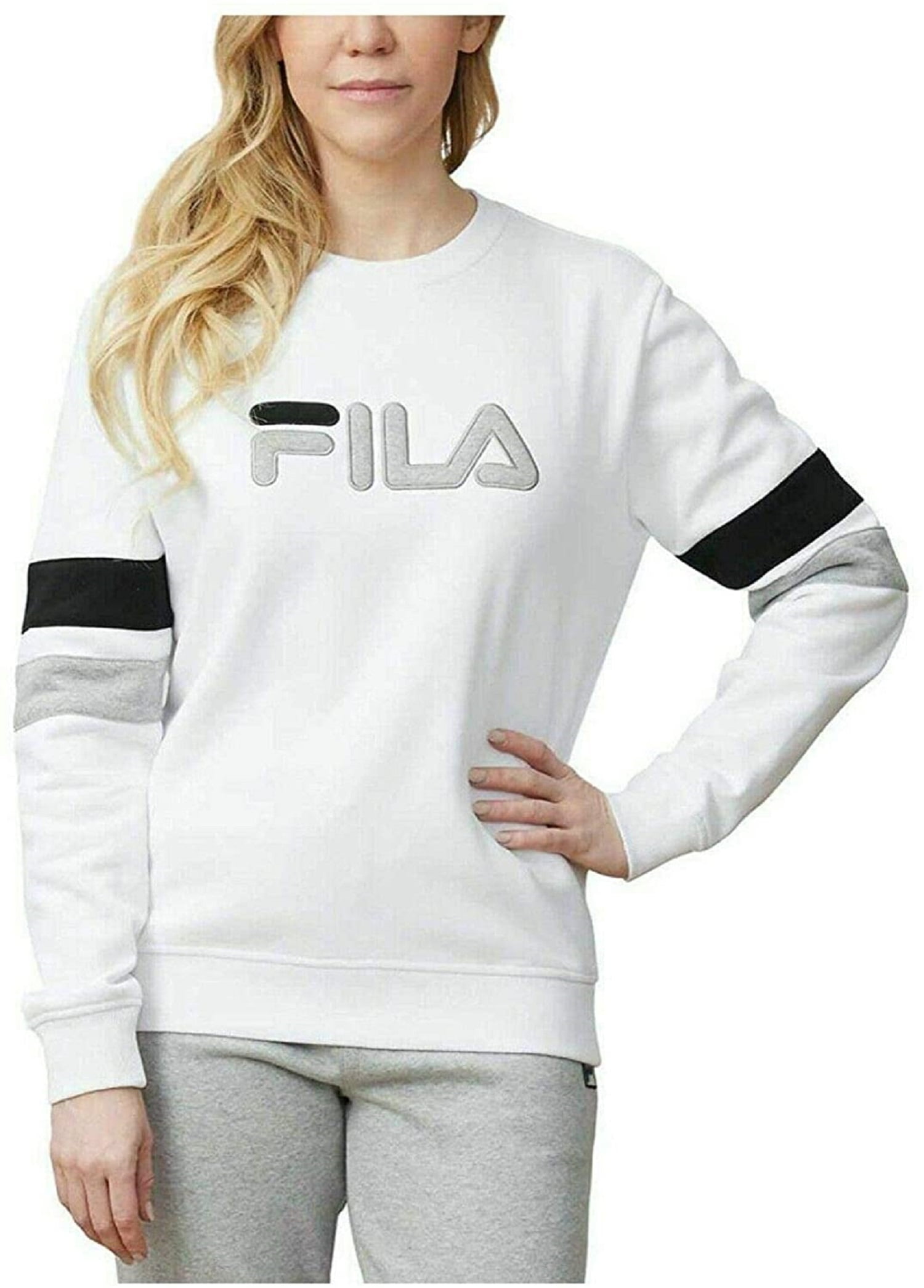 Fila Womens Natalie Pullover Crewneck Sweatshirt, White, S - Walmart.com