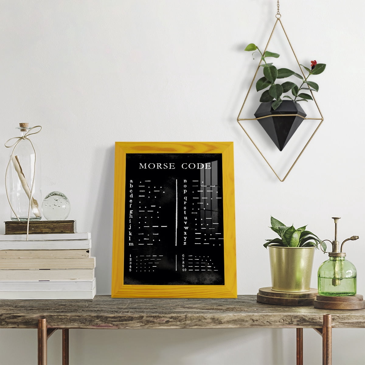 Morse Code Chart - Framed Print w/glass - Sunflower Yellow