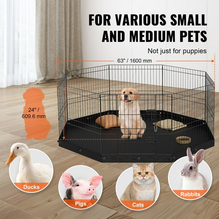 SKYSHALO Dog Playpen 8 Panels Foldable Metal Dog Exercise