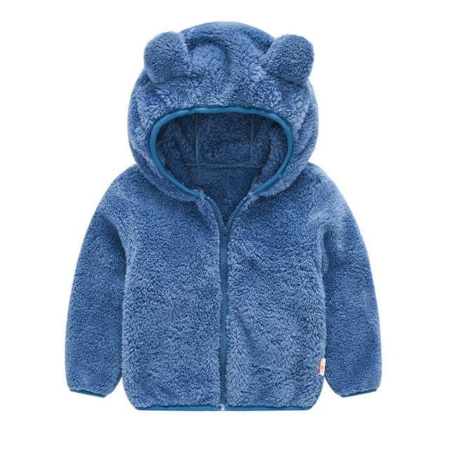 Gibobby Chaqueta de invierno para niñosNiños Outwear Niño Oreja Con Capucha Bebé Fleece Lindo Abrigo Cálido Cremallera Gruesa Niñas Abrigo y chaqueta(Azul, 3-4 Años)