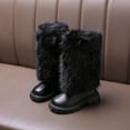thumbnail image 2 of VNKIDY Girls Kids Solid Color Mid Calf Boots Fuzzy Upper Smooth Leather Thick Sole Warm Shoes For Winter Casual Daily Wear Stylish Footwear, 2 of 8