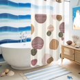 thumbnail image 5 of No Hook Shower Curtain, Abstract Geometric Shower Curtains for Bathroom with See Through Top Window, Farmhouse Vintage Polka Dot Red Brown Waterproof & Washable Bath Curtain Stand Up Stall 36"x72", 5 of 9