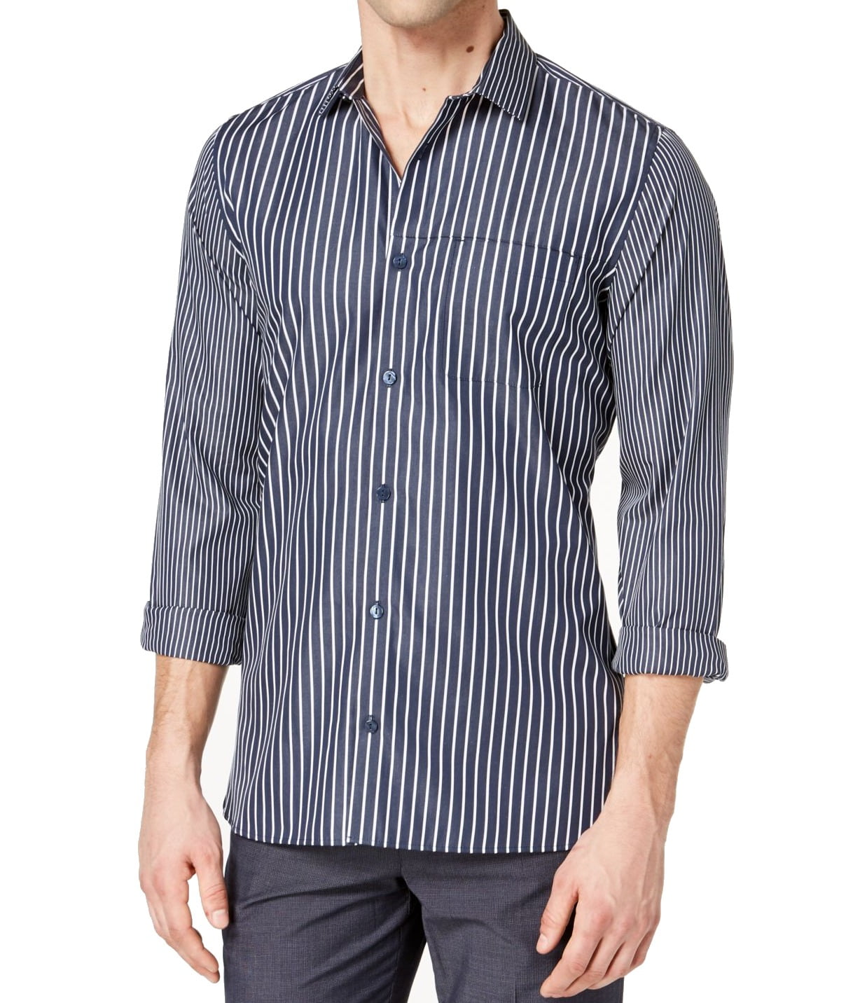 Calvin Klein - Mens Small Engineered Stripe Button Down Shirt S ...