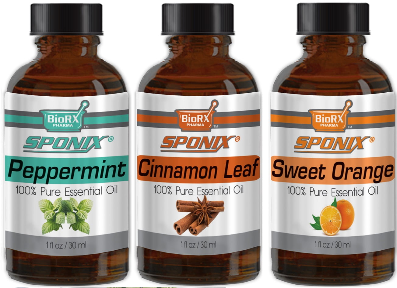 Peppermint Cinnamon Leaf And Sweet Orange Essential Oil T Set 1 Oz 30 Ml Each 3 9102