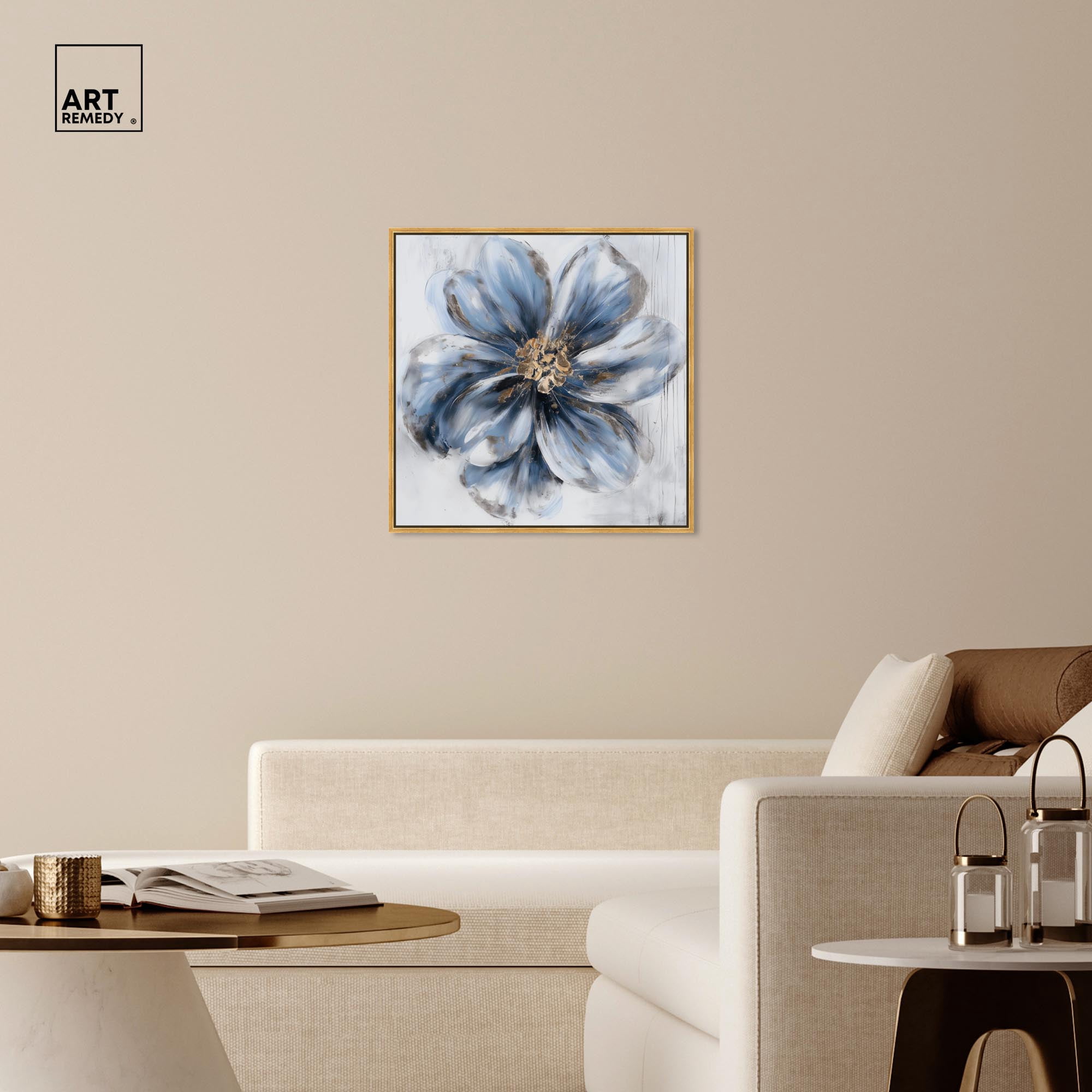 Frosted Elegance I Canvas Flower Art by Art Remedy, Gold Frame, 30" x 30"