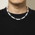 thumbnail image 4 of Collar de cerámica suave con temperamento de estilo bohemio totalmente combinado con costuras en blanco y negro, collar geométrico simple para hombre, 4 of 6